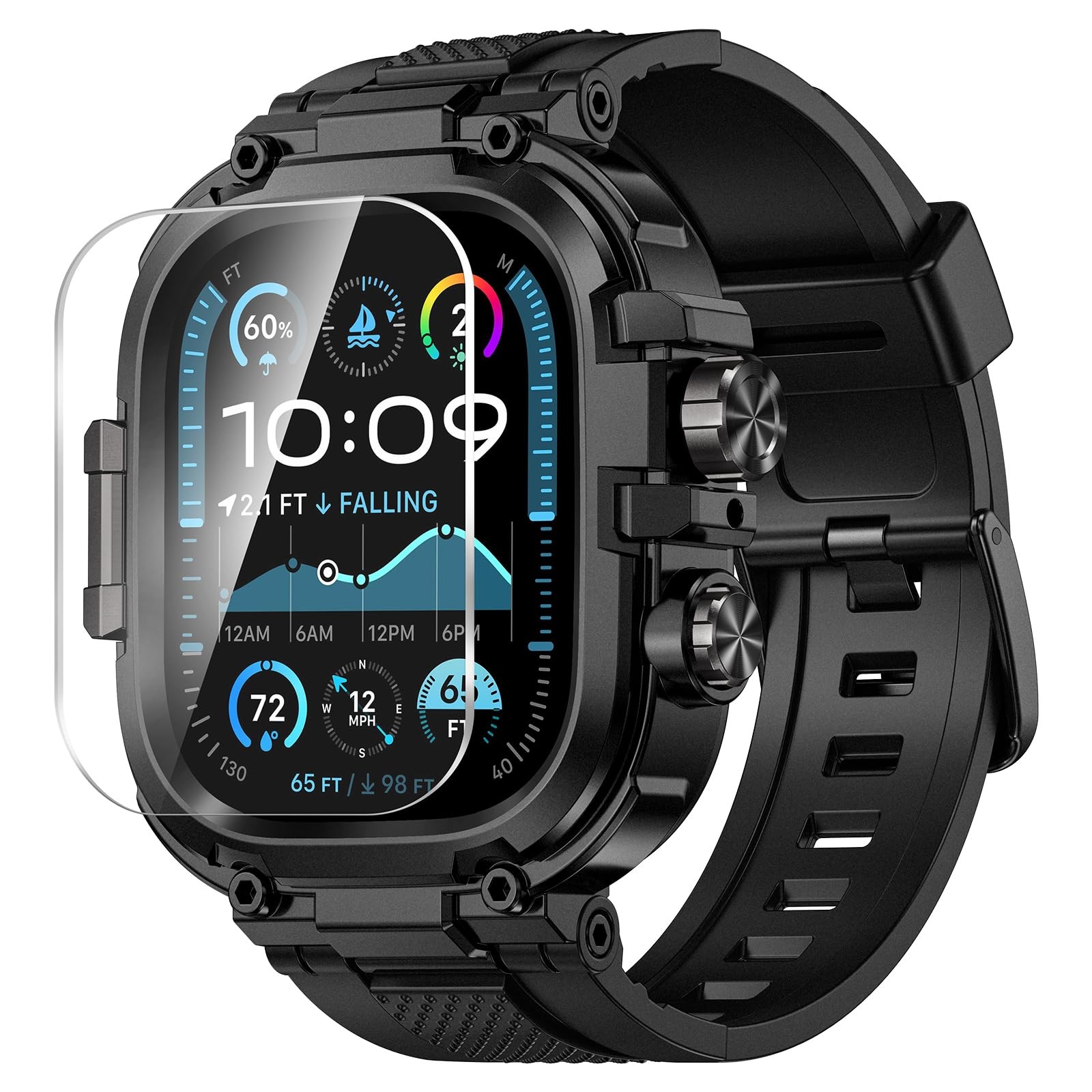 Goton Rugged Case with Band for Apple Watch Ultra 3/2/1 49mm, Military Grade …