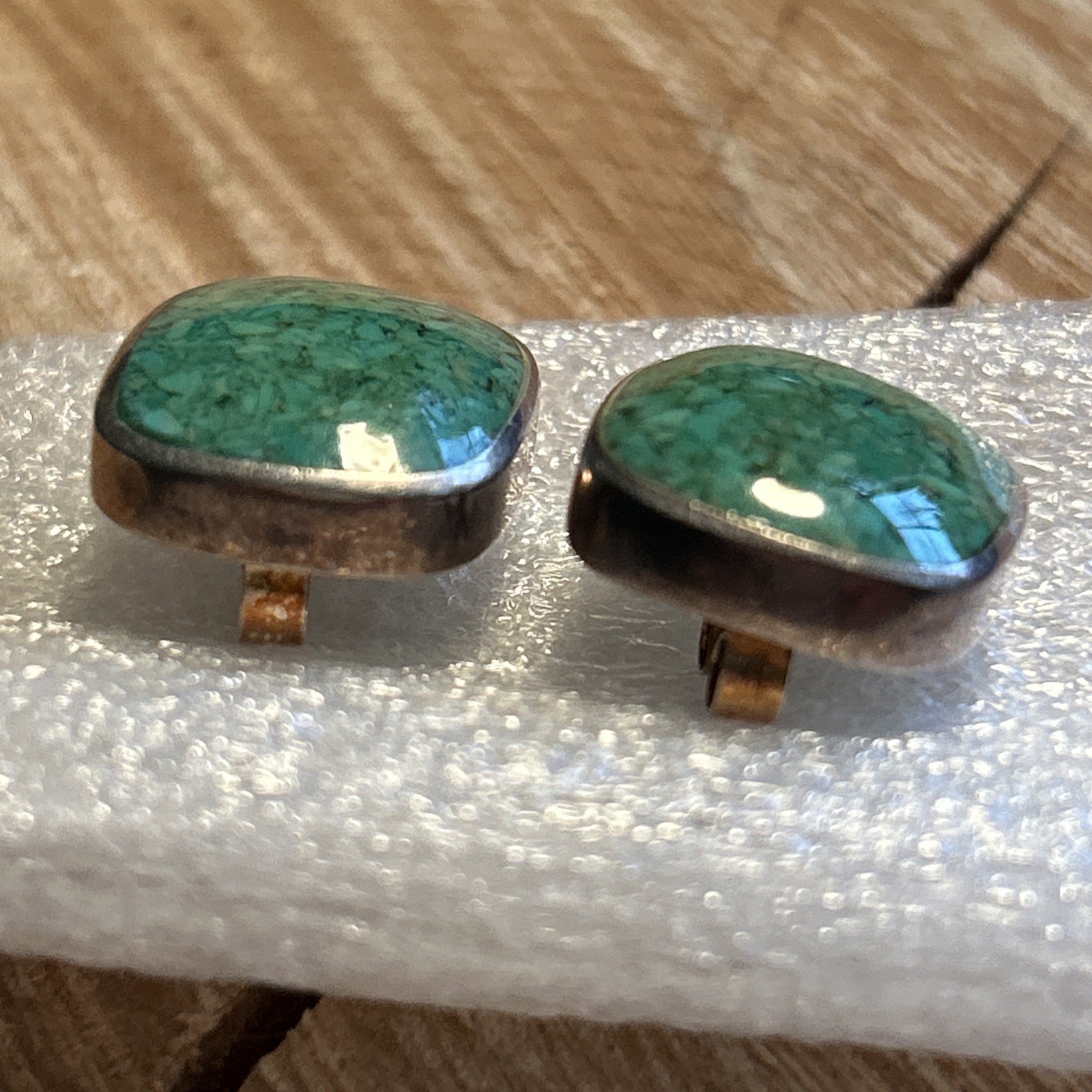 Silpada .925 Sterling Silver Turquoise Square Button Post Earrings P1317