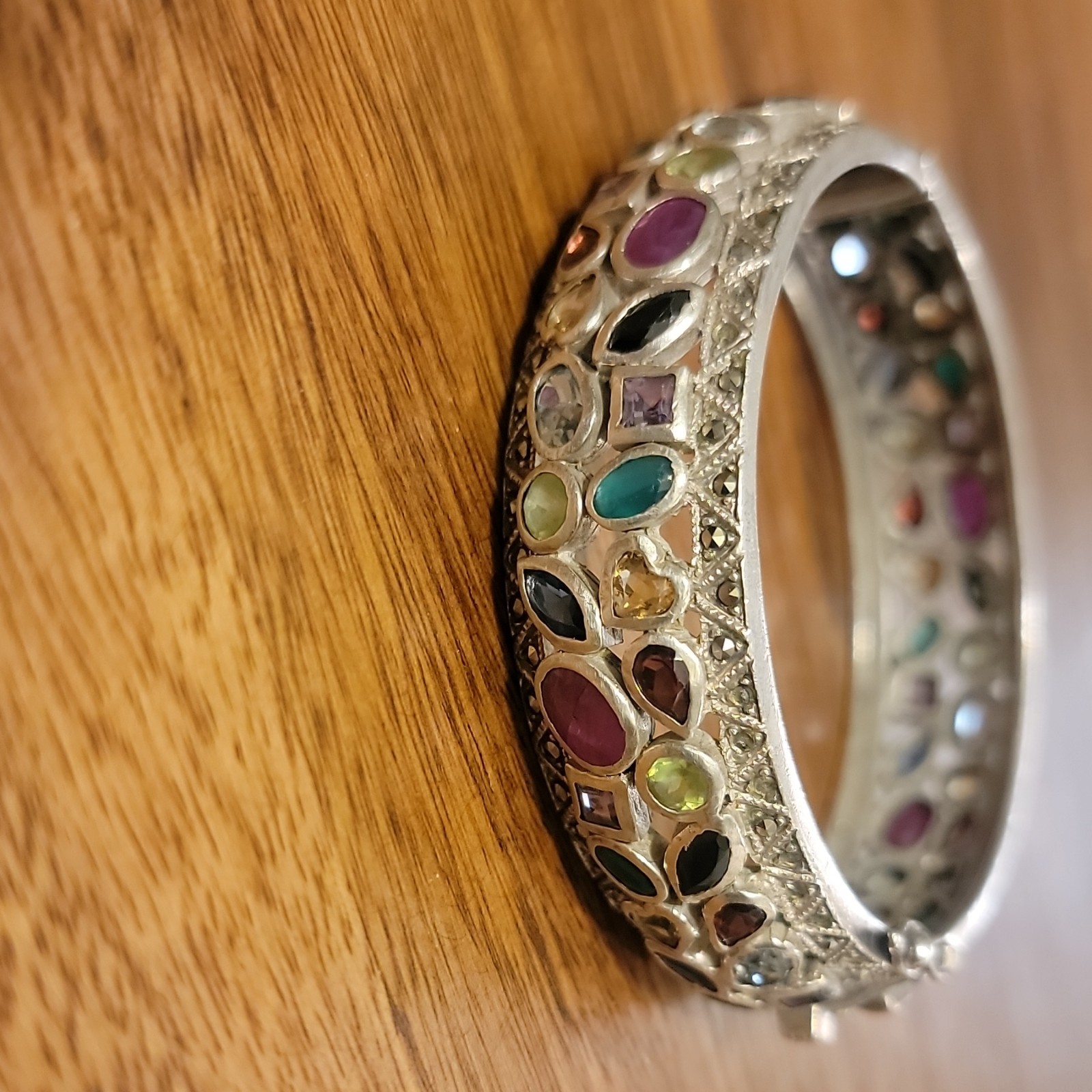 sliver gemstone bangles bracelets 92.5%