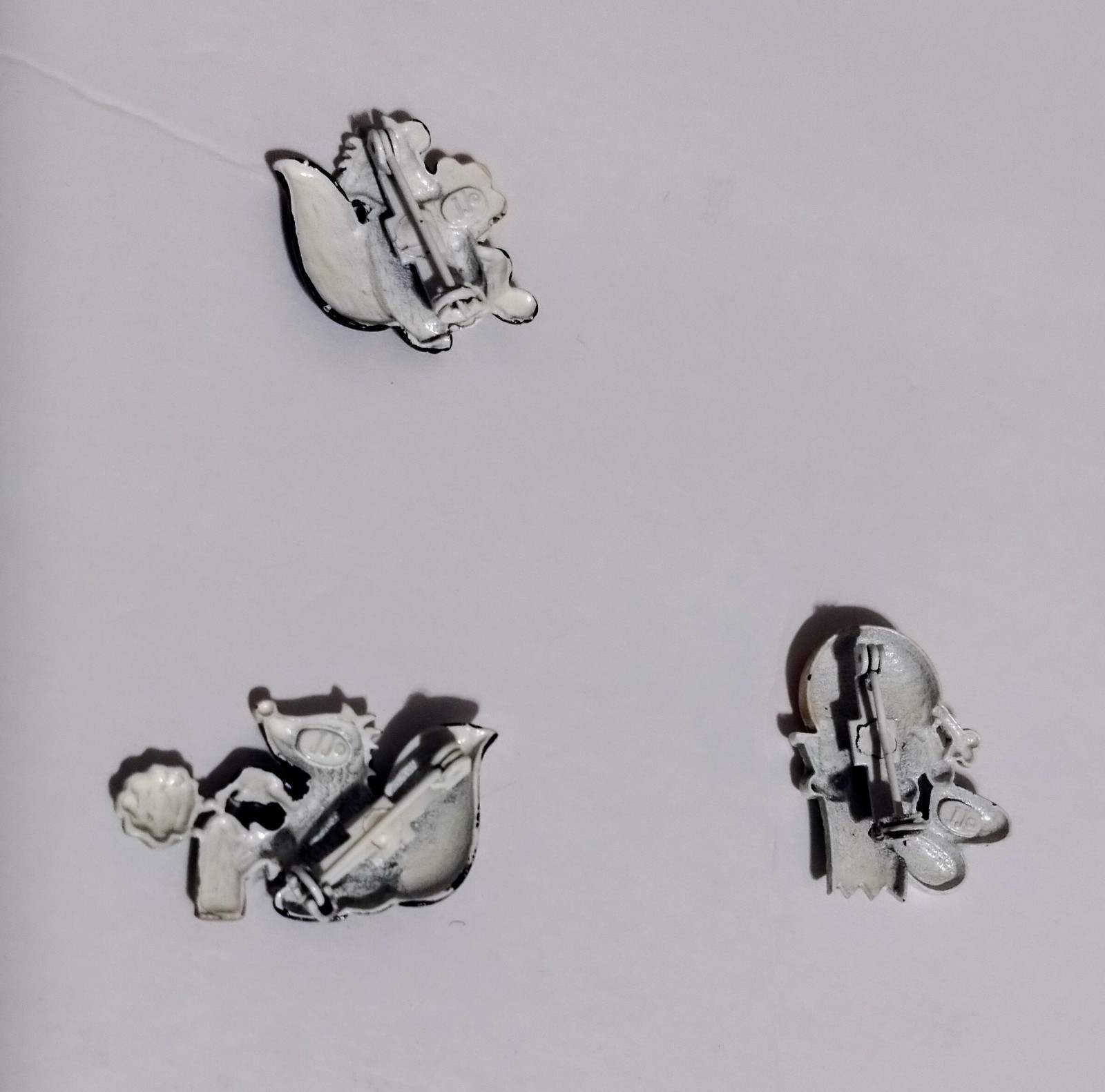 Set Of 3 JJ Jonette Brooches: Two Skunks One Basketball. Used
