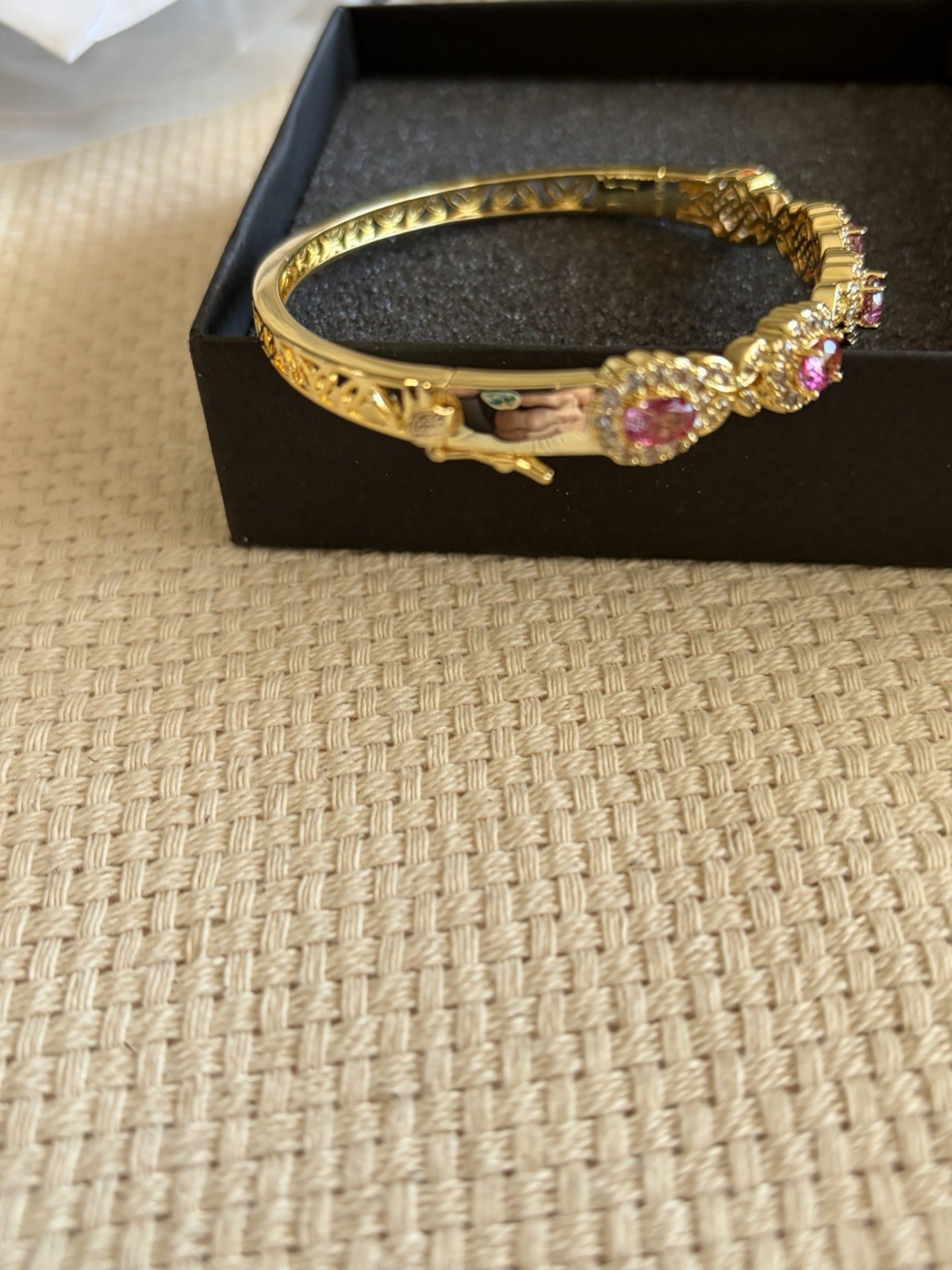 Woman’s Pink Mystic Topaz 18K Gold Plated Cross Necklace Bracelet 7.36ctw