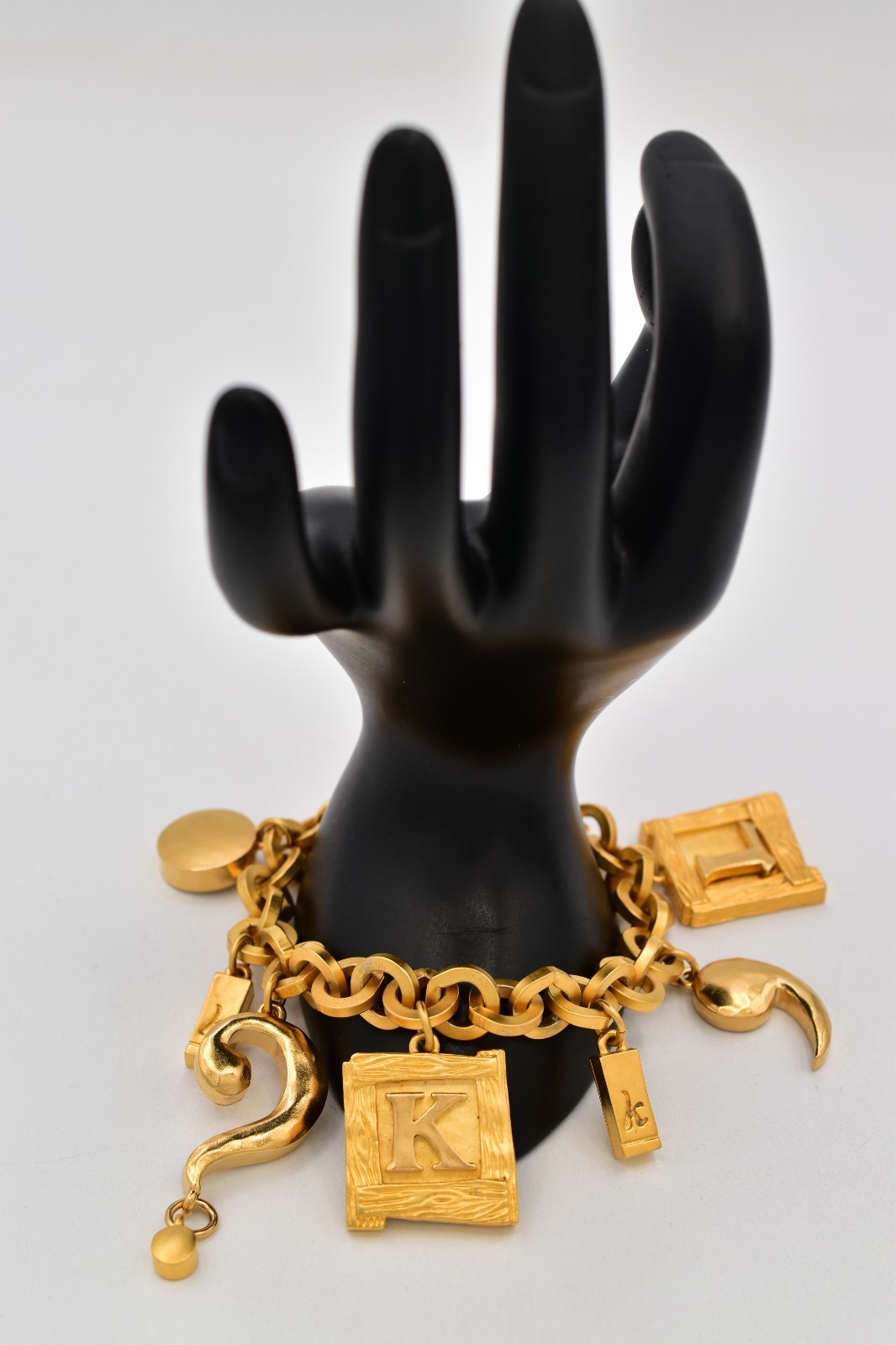 Karl Lagerfeld Vintage Charm Bracelet Brushed Gold Matte Chunky Runway 9 G2U