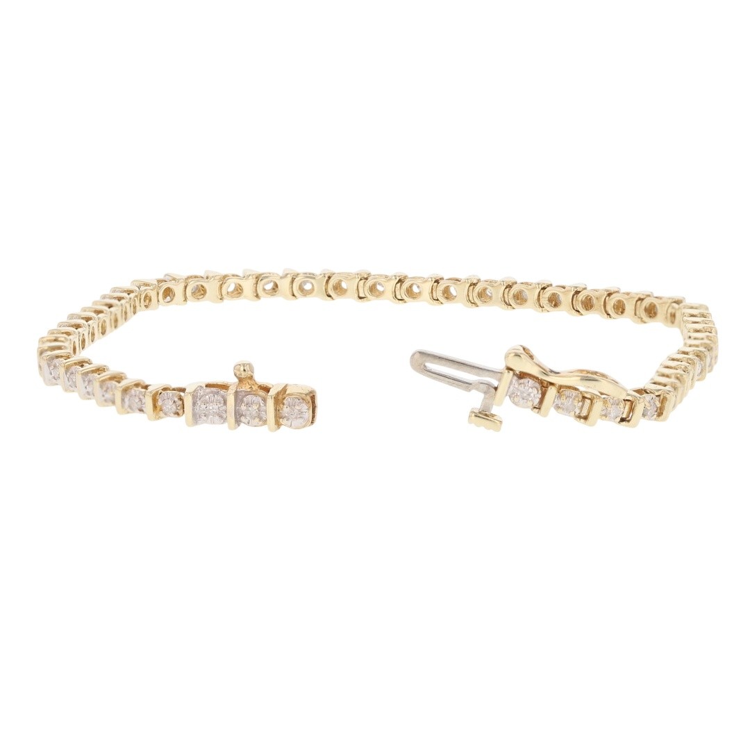 .37ctw Round Cut Diamond Bar-Link 7″ Tennis Bracelet 10k Yellow Gold 7.36 Grams