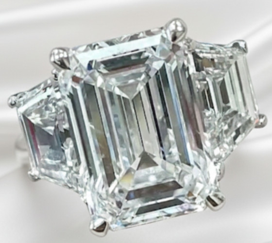 IGI 6.80 Ct Emerald Cut Lab Grown Diamond Engagement Wedding Ring 14K Gold