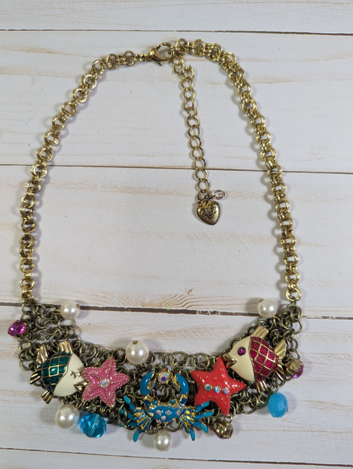Lovely Betsey Johnson Necklace, Sparkling Under the Sea Fish & Other Creatures