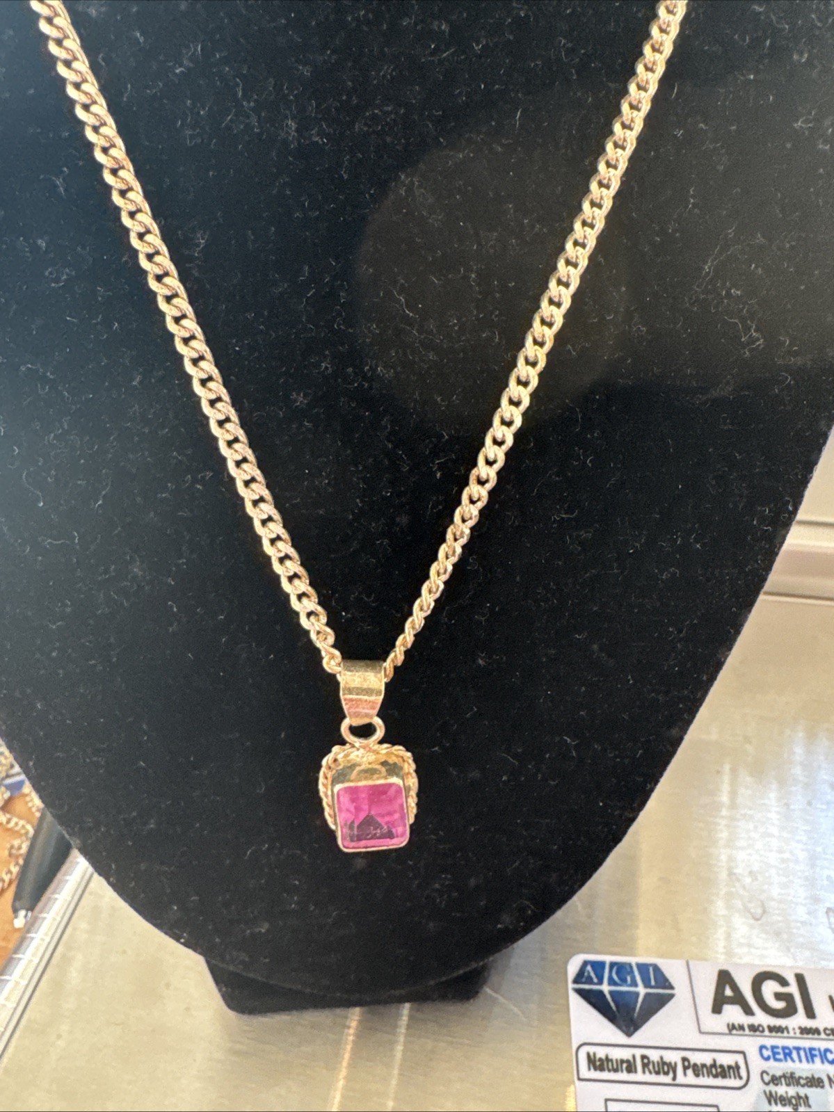 Sterling Silver 7.85 Ct Pink Ruby Necklace 18in