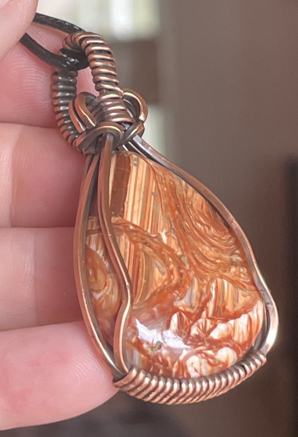 Redwood Opal (Opalized Silica) ~ Handmade copper wire wrapped pendant 8b