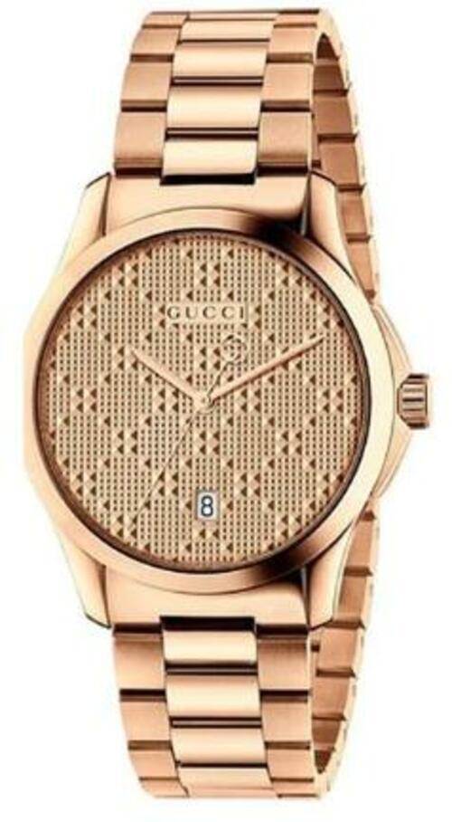 Gucci G-Timeless Stainless Steel Rose Gold Dial Watch – YA126482 ($1010 MSRP)