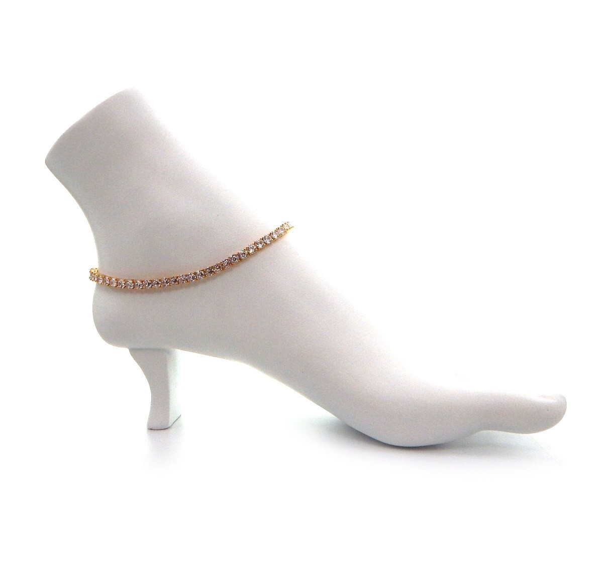 3mm 12″ Tennis Chain Anklet Cubic Zirconia Ankle Bracelet 14 Gold Plated