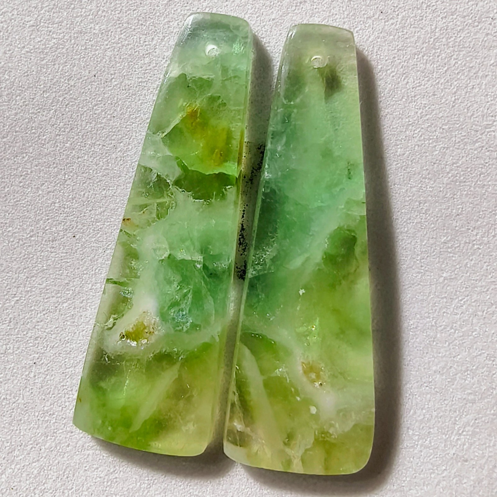 33 Cts Natural Fluorite Drilled Match Pair Cabochon Gemstone 36.5 X 11.8 MM