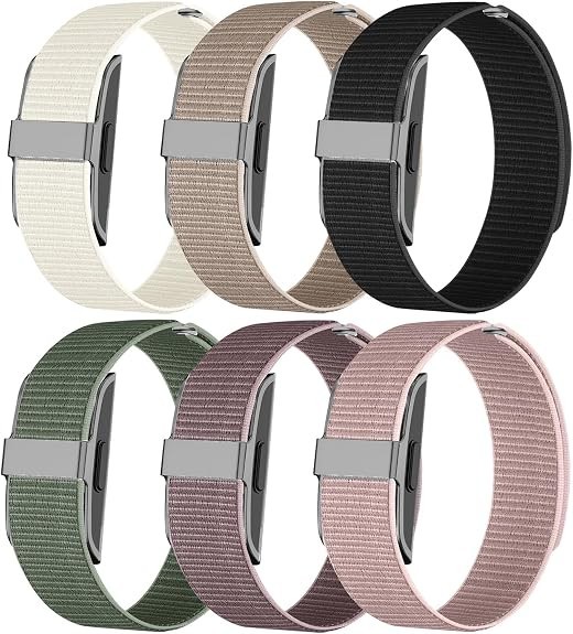 6 Pack Nylon Loop Wristband Compatible with Hume Band Replacement, Hook and Loop