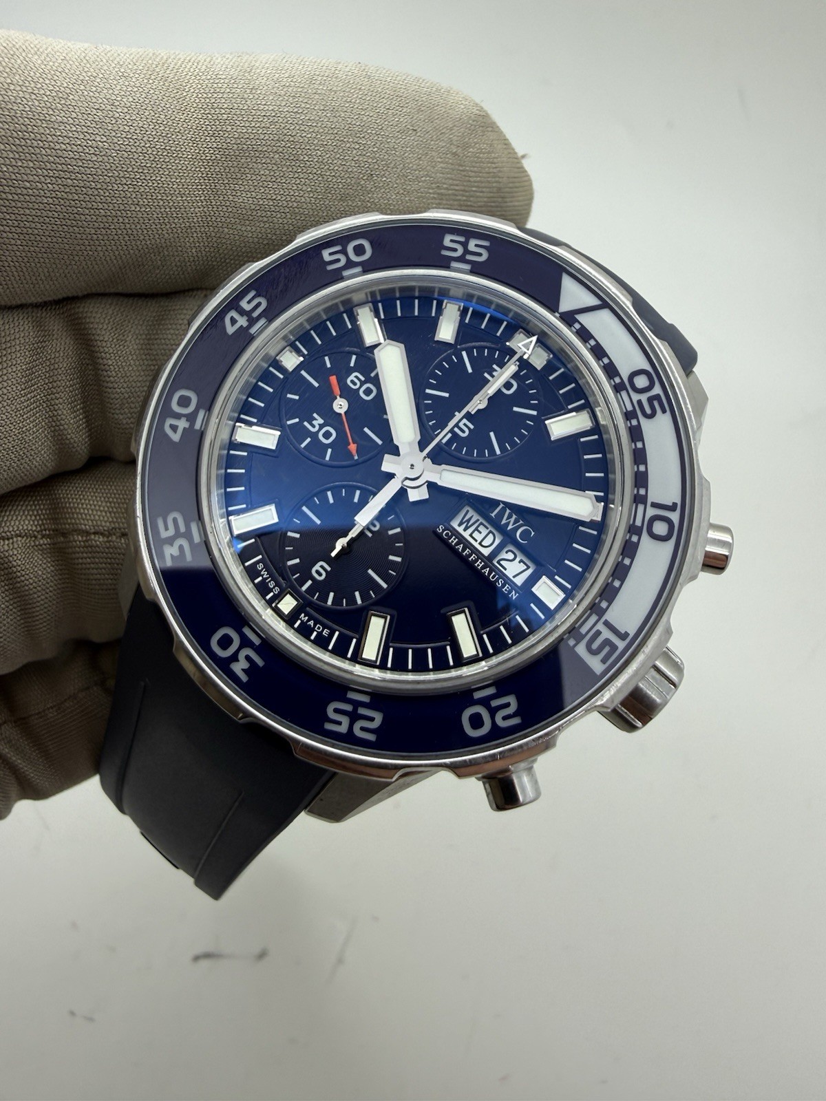 IWC Aquatimer Chronograph Blue Dial Steel 45mm Rubber Automatic Watch IW376711