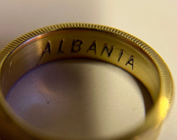 Albania Ring, European Albanian Gold Coin Ring, Handmade European Tiranë Jewelry