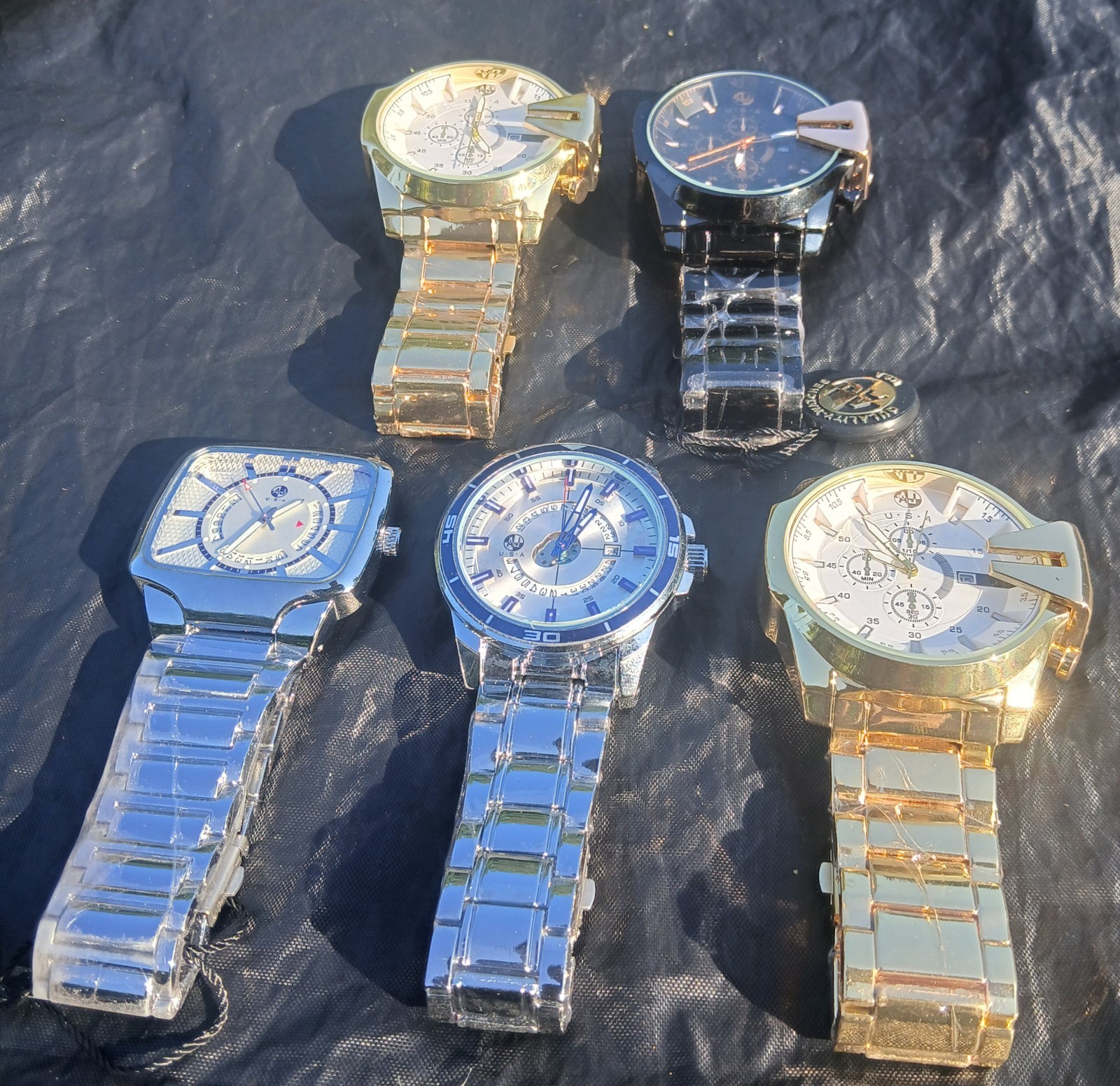 Men’s AJ Brand 5 Watch Stainless Steel Lot. Brand New 53MM AND 45MM