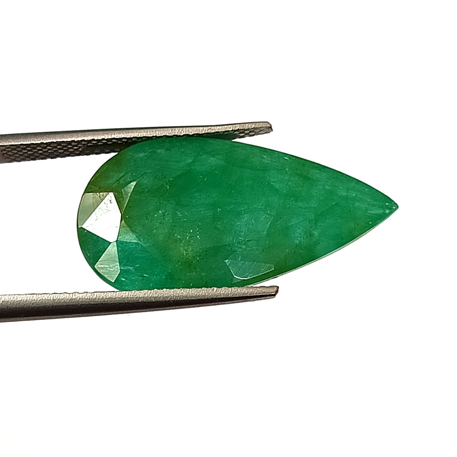 13.45 Carat Pear Shape Natural Zambian Green Emerald Faceted Gemstone 13.3X25 MM