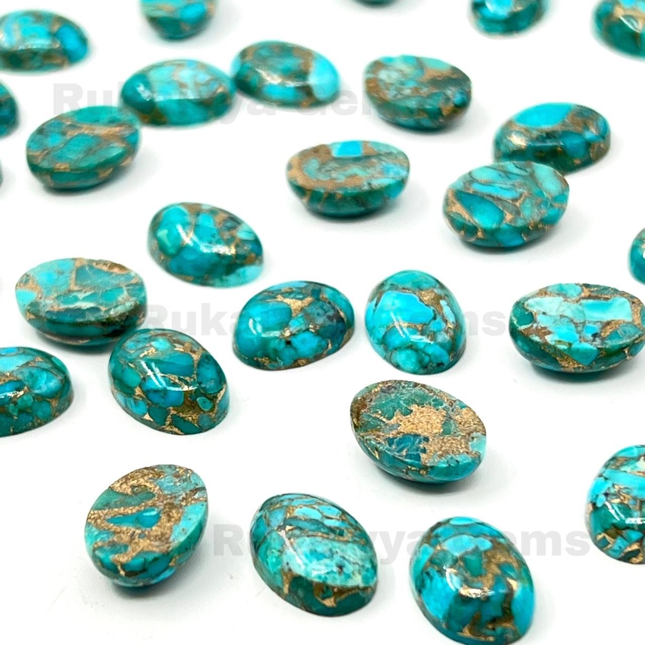 [WHOLESALE] BLUE COPPER TURQUOISE CABOCHON OVAL SHAPE LOOSE GEMSTONE