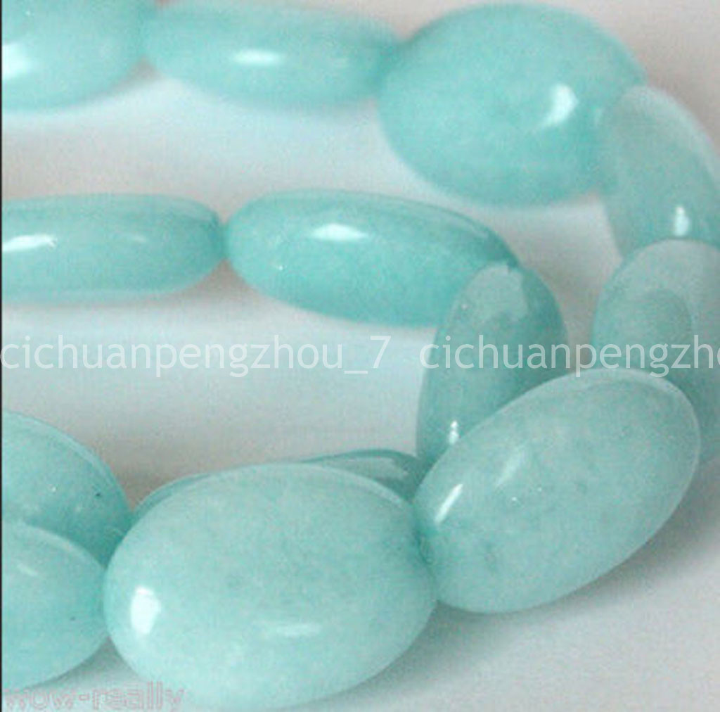 Natural 13x18mm Blue Amazonite Gemstone Flat Oval Loose Beads 15” Strand