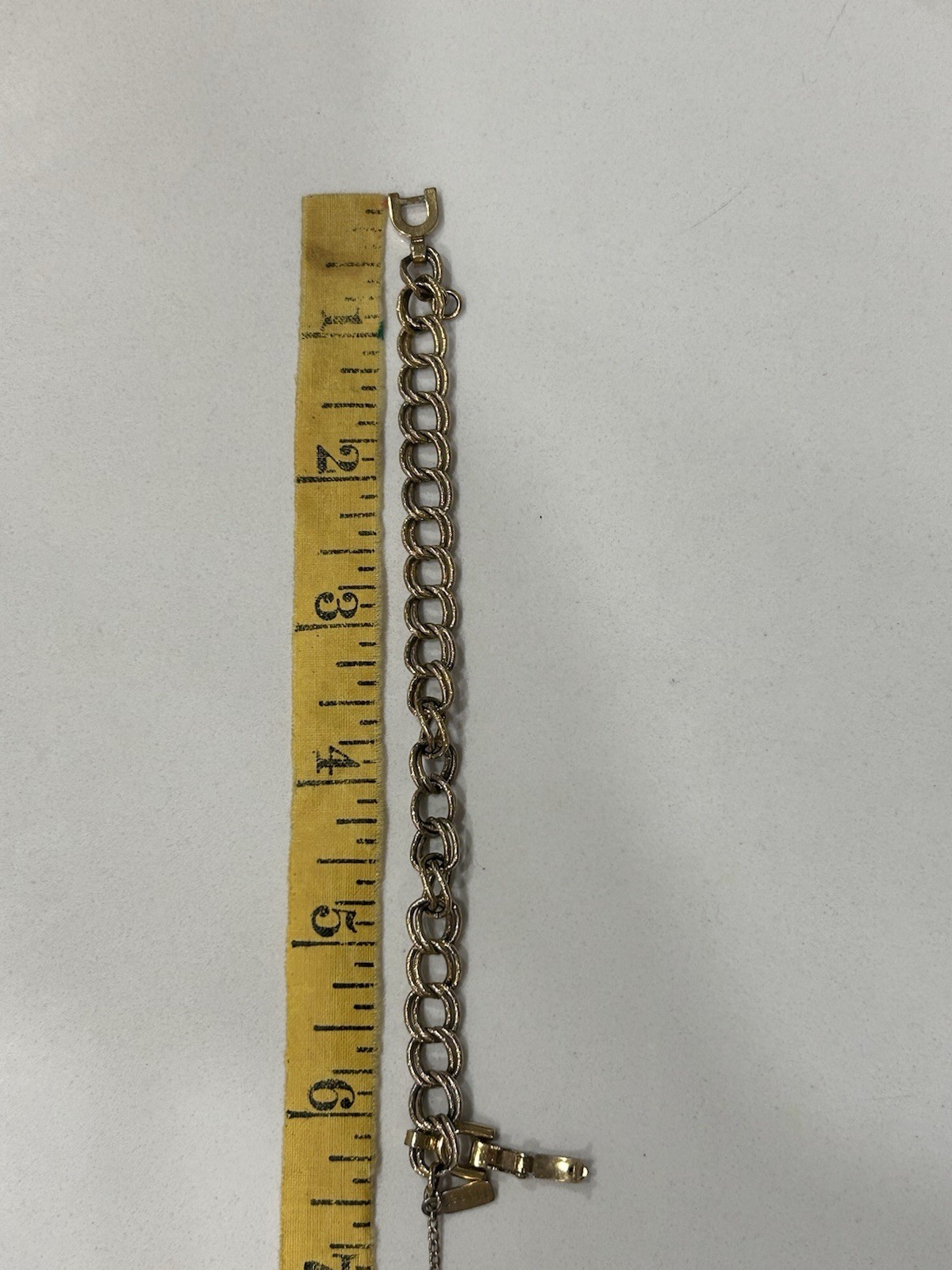 Vintage Monet Charm Bracelet Textured Links Gold Tone With Safety Chain