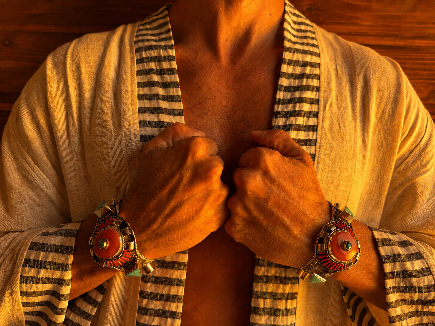 Desert Sun Cuff Turquoise Orange Red Inlay Boho Statement Bracelet Morocco