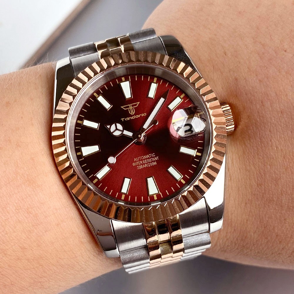 Tandorio 39mm Two-tone Sapphire 20ATM Luminous Automatic Japan NH35 Men Watch