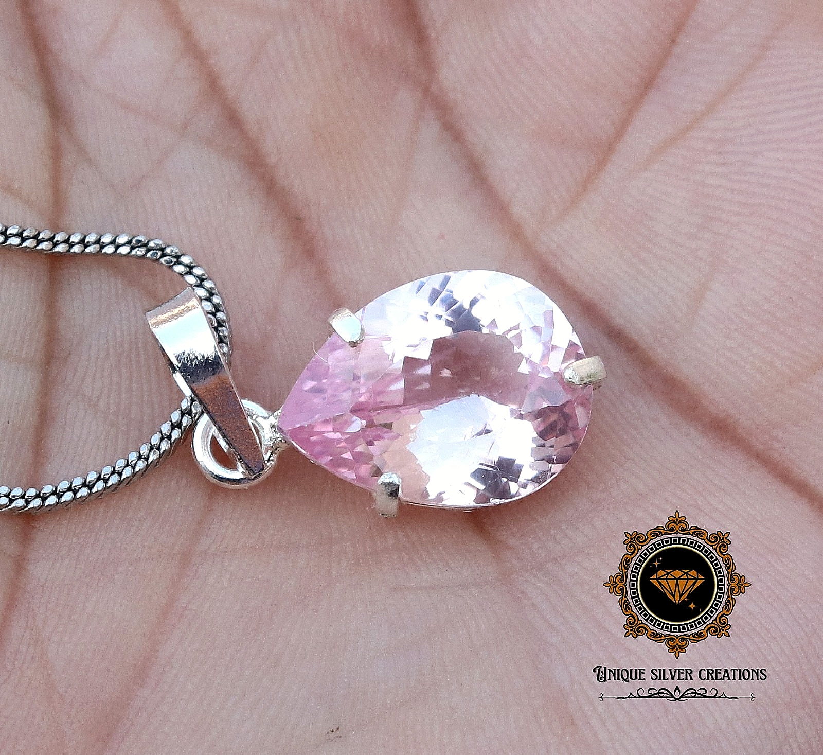 Natural Padparadscha Sapphire 925 Sterling Silver Pendant Certified Gemstone