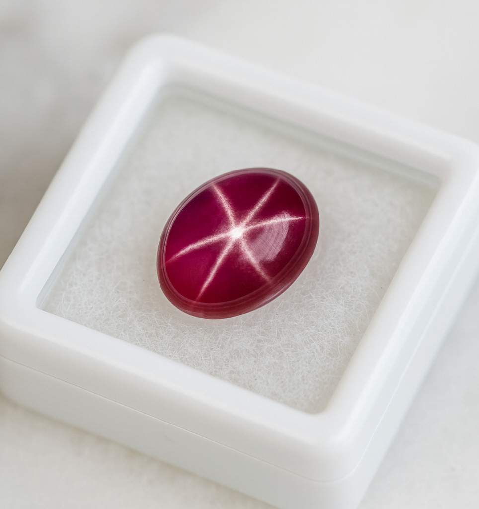 6Rays Asterism 10Ct Natural Deep Red Star Ruby Burma Myanmar Cabochon Gemstone