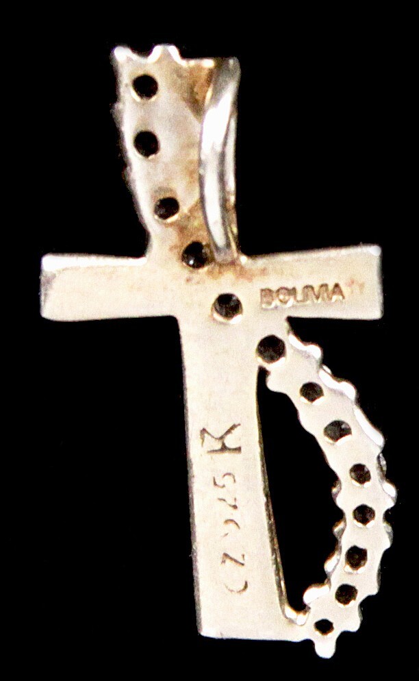 Vintage Bolivia Gold Sterling Silver Rhinestone Methodist Cross Charm Pendant