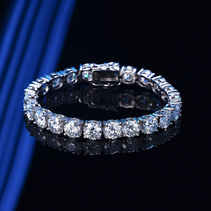 2-6 mm Round Moissanite Tennis Chain Bracelet 925 Sterling Silver PASSES TESTER!