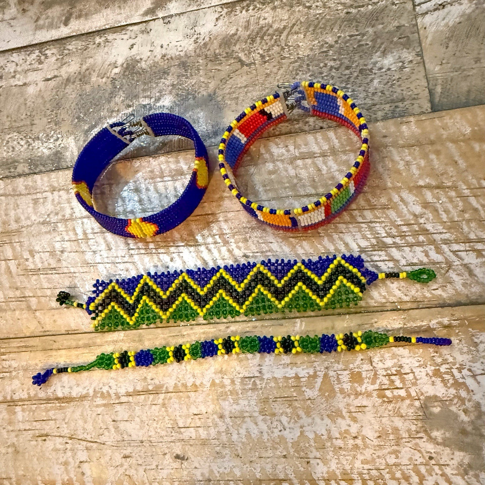 Maasai Beaded Cuff Bracelets Lot Seed Bead Bracelets Handmade Kenya Africa