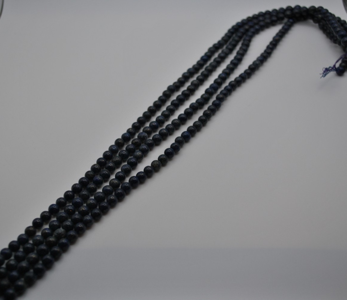 Sodalite Round Gemstone Strand with Smooth Cut Stones (No Clasp)
