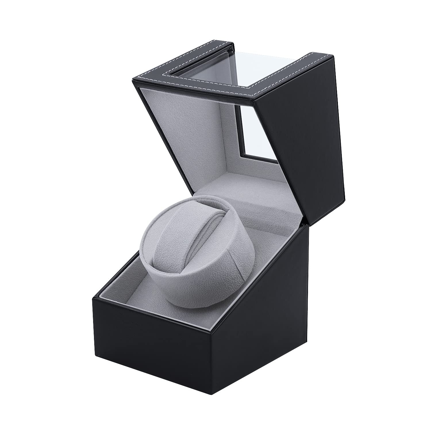 Mcbazel Single Watch Winder, Ultra Quiet Japanese Motor Black with PU Leather
