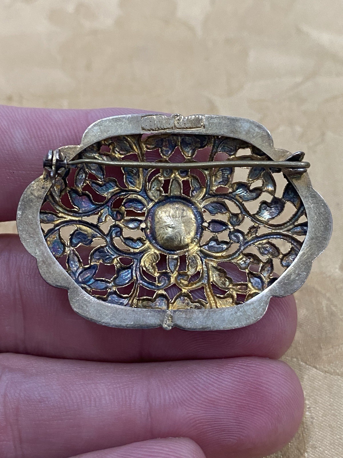 Vintage Sterling Silver 925 Tested Estate Acquired Chinese Export Brooch Pin