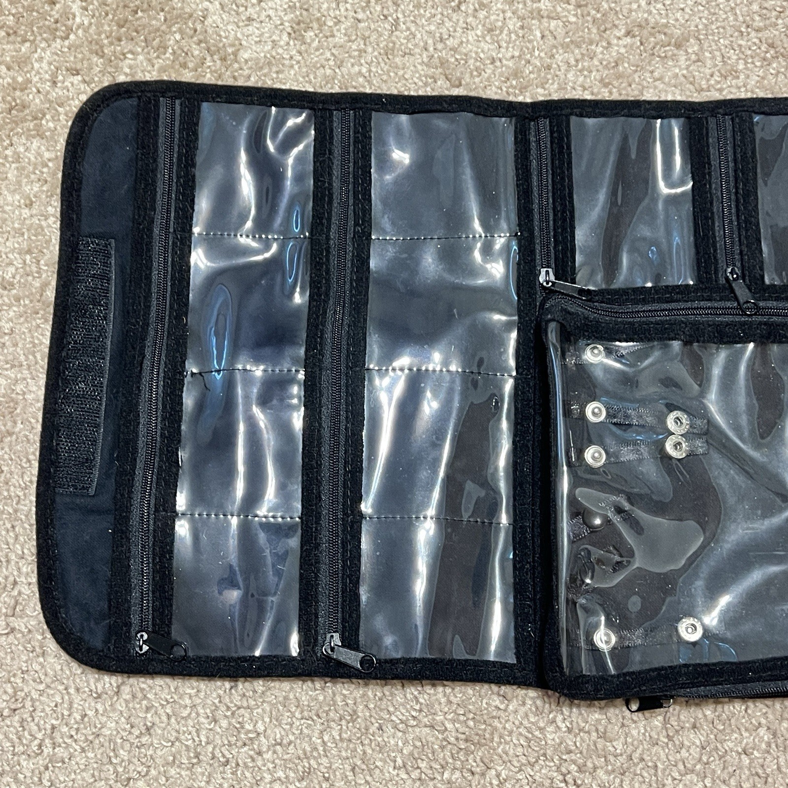 Silver Safekeeper Anti Tarnish Travel Jewelry Organizer Hanging Roll Pouch Black
