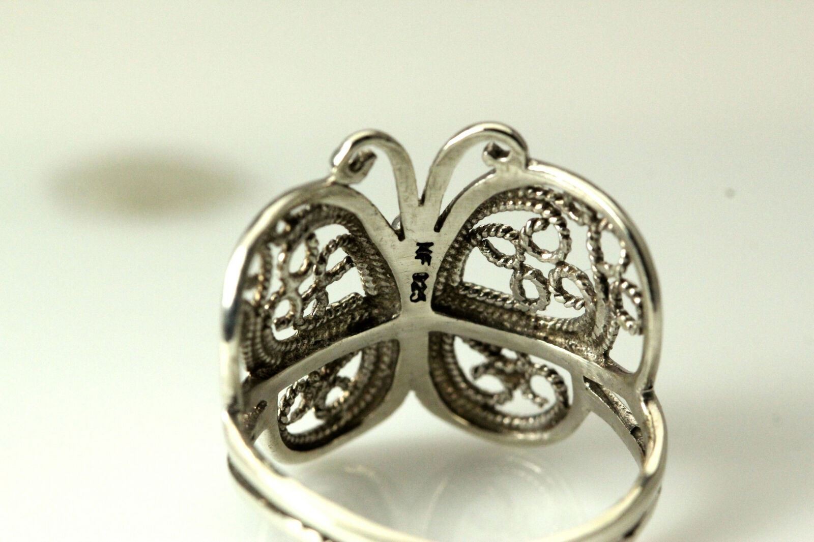 925 Sterling Silver Size 6.75 Filigree Butterfly Ring 2.7 Grams (RIN6655)