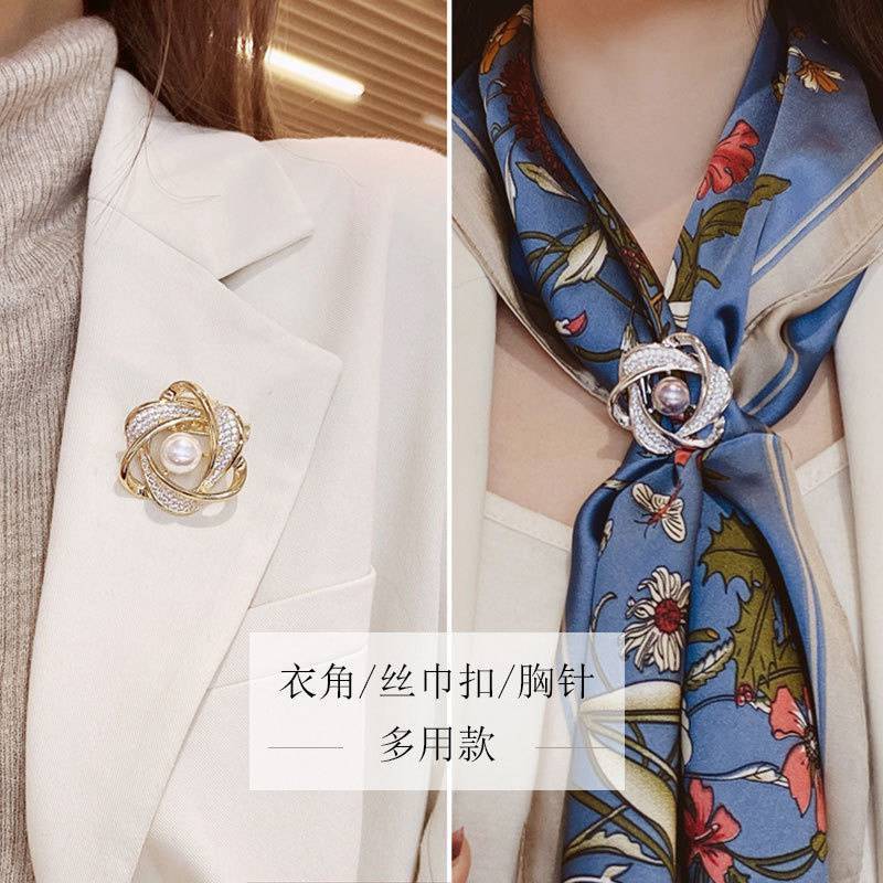 Scarf Pin Corsage Dual-Use Clothes Flower Brooch Fashion Silk Hem Accessories