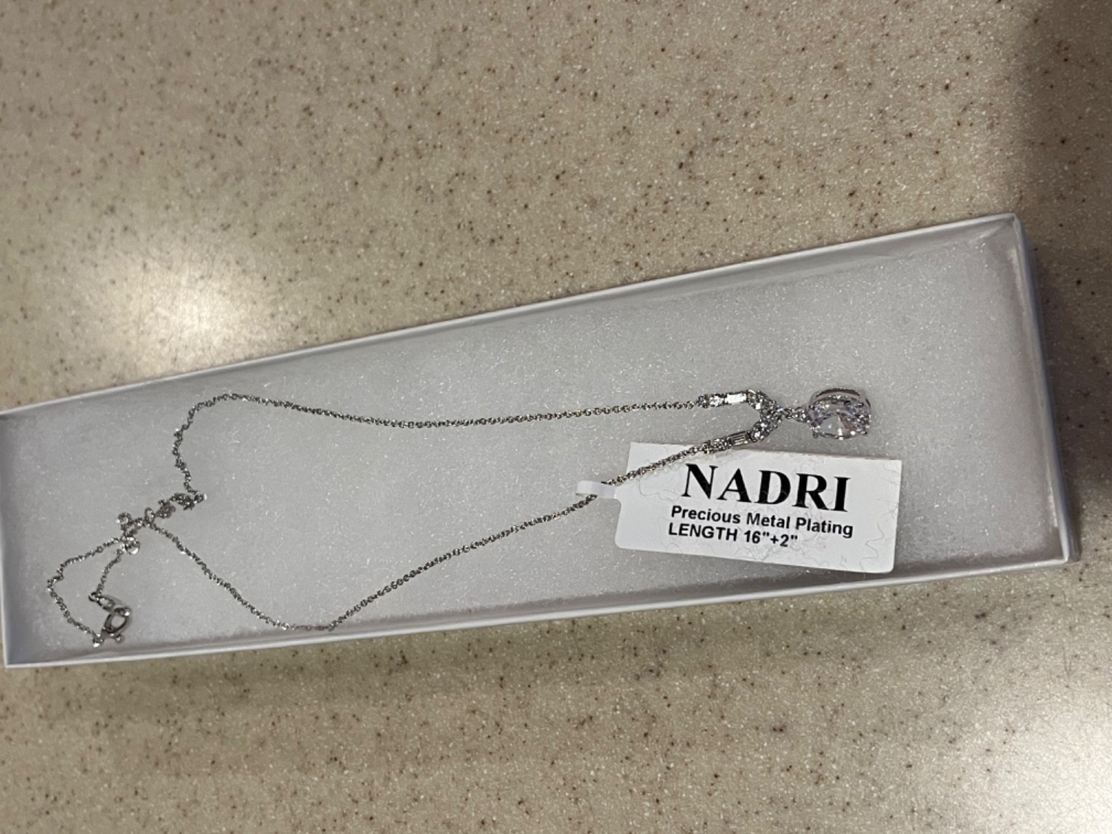 Nadri Delphine Small Frontal Short Pendant Silver Necklace