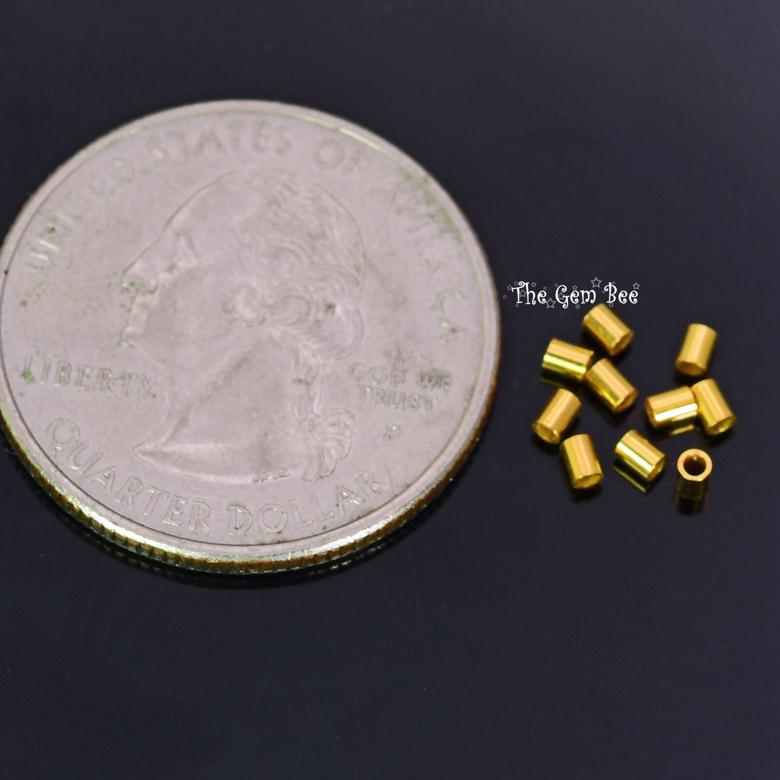 1.5MMx2MM 18k Solid Yellow Gold Crimp Tube Beads (10)