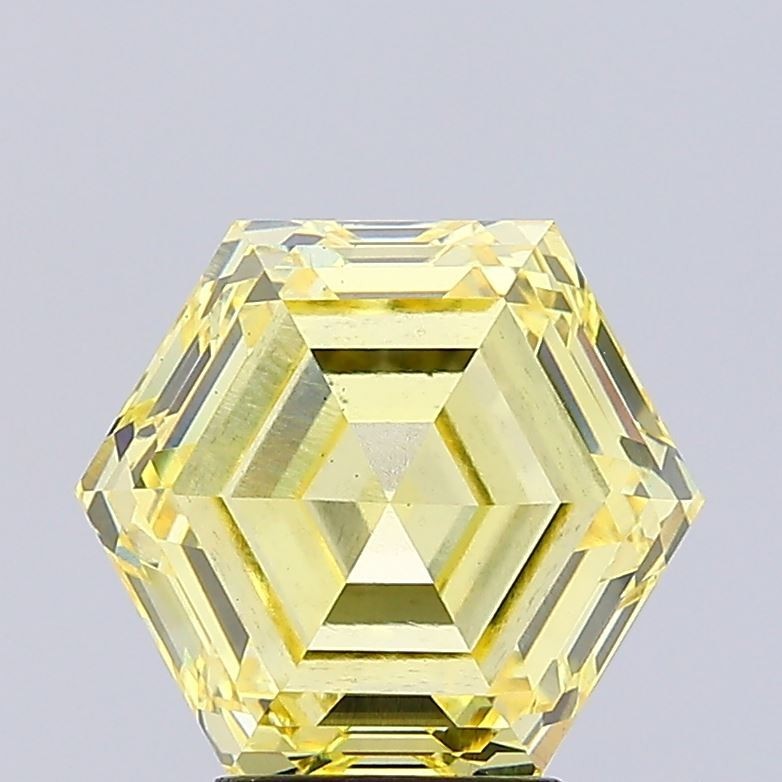 IGI Certified 5.04Ct Hexagonal Lab Grown CVD Diamond Fancy Intense Yellow VS2