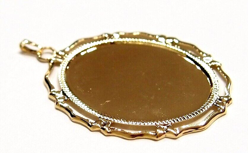 8 Shiny Gold 25x18mm Victorian Art Deco Big Loop Pendant Settings 42x26mm