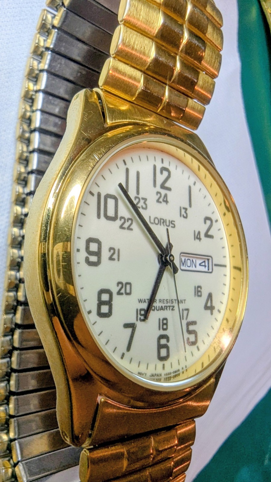 Nostalgic ’80s Lorus Gold Plate Dress. Original Stretch B’let, Runs/Looks Great.