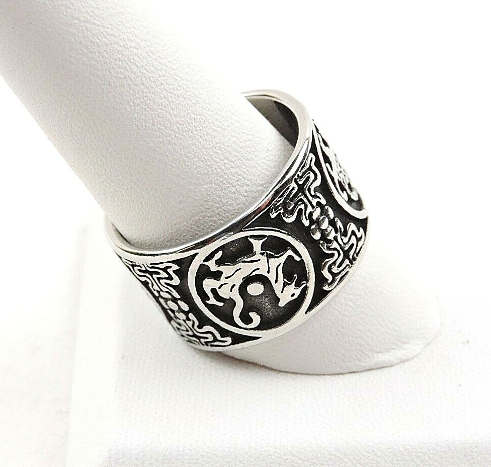 Stainless Steel Textured Wide Band Ring – Free Gift Packaging