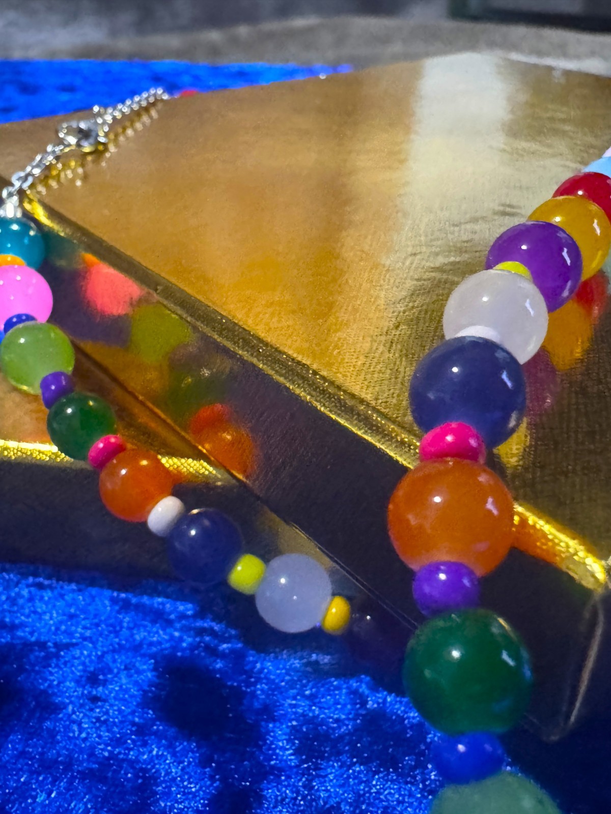 Tennis Necklace Multicolor High Quality 8mm Round Glass Beads for Kids / Teens