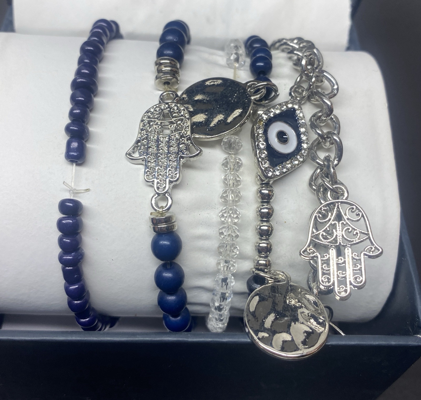 Jessica Carlyle Women Silver Tone Blue Watch Bracelet Bangle Band Set Never Worn