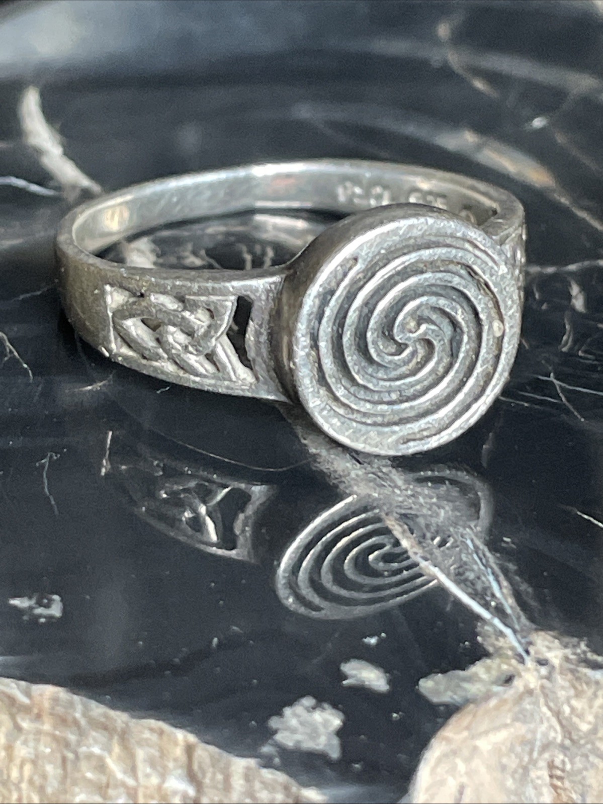 Peter Stone PSCL Sterling Silver Celtic Spiral Ring Size 9.5