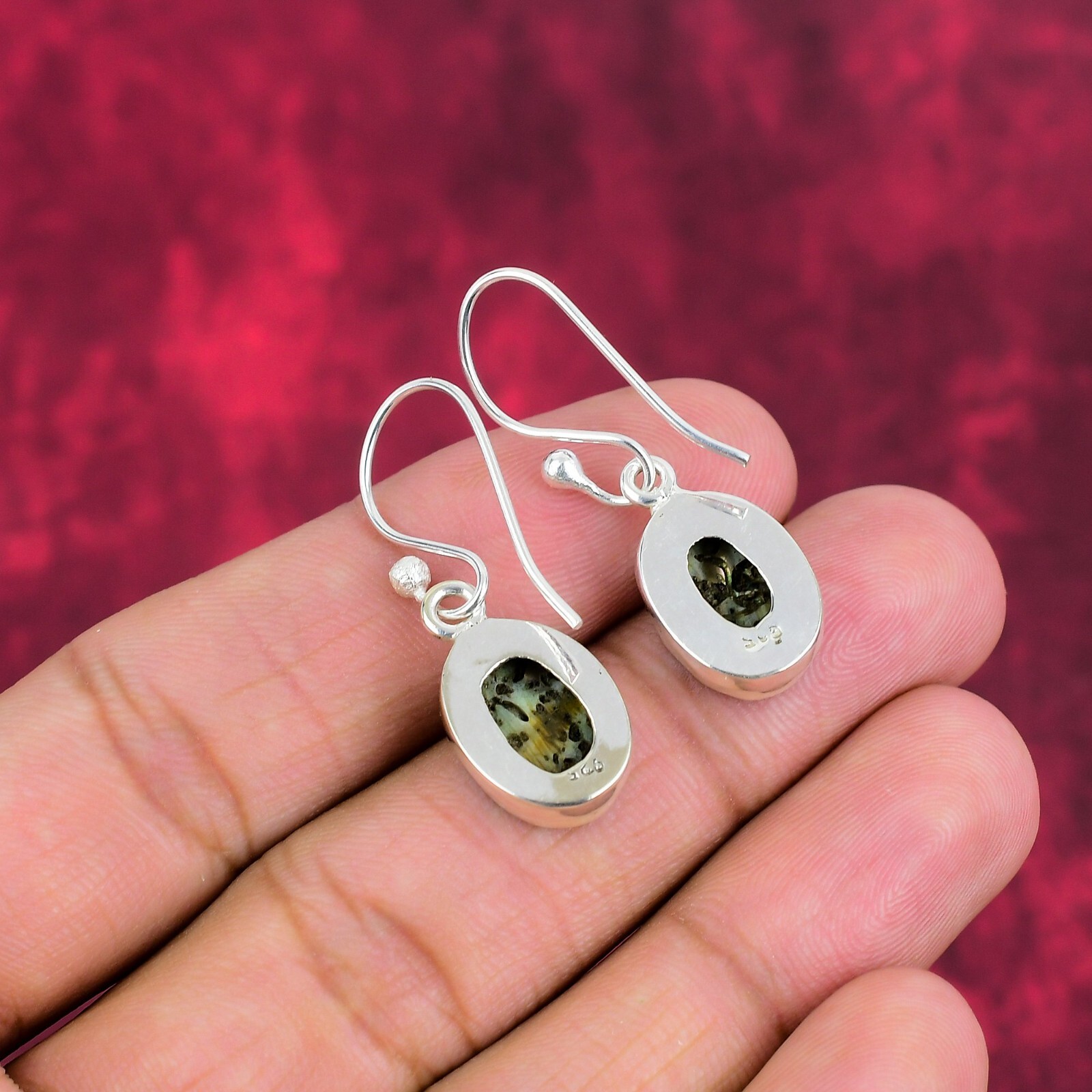 Abalone Shell Gemstone Handmade 925 Sterling Silver Earrings Jewelry