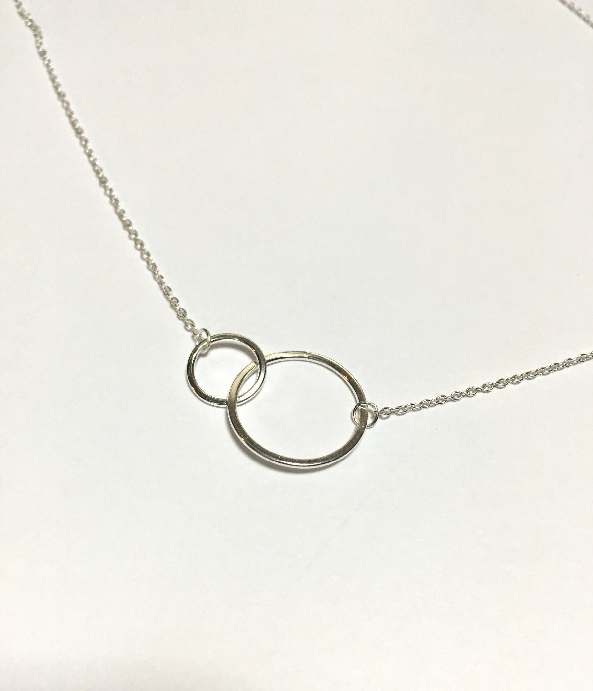 925 Sterling Silver Interlocking Double Circle of Life Pendant Necklace