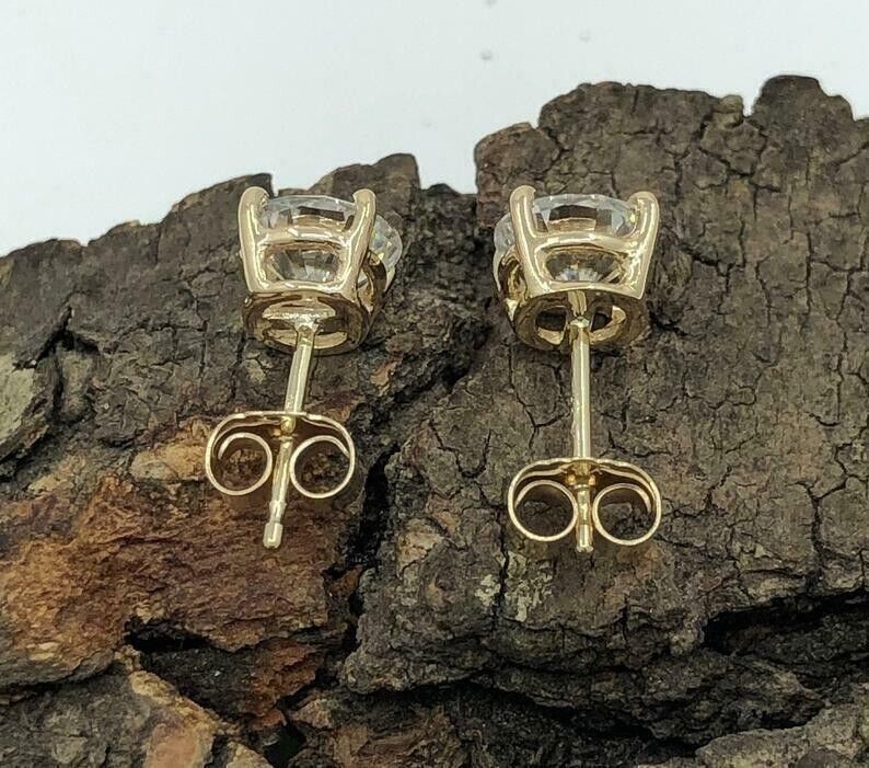2.0Ct Round Lab Created Diamond Solitaire Stud Earrings 14K Yellow Gold Plated