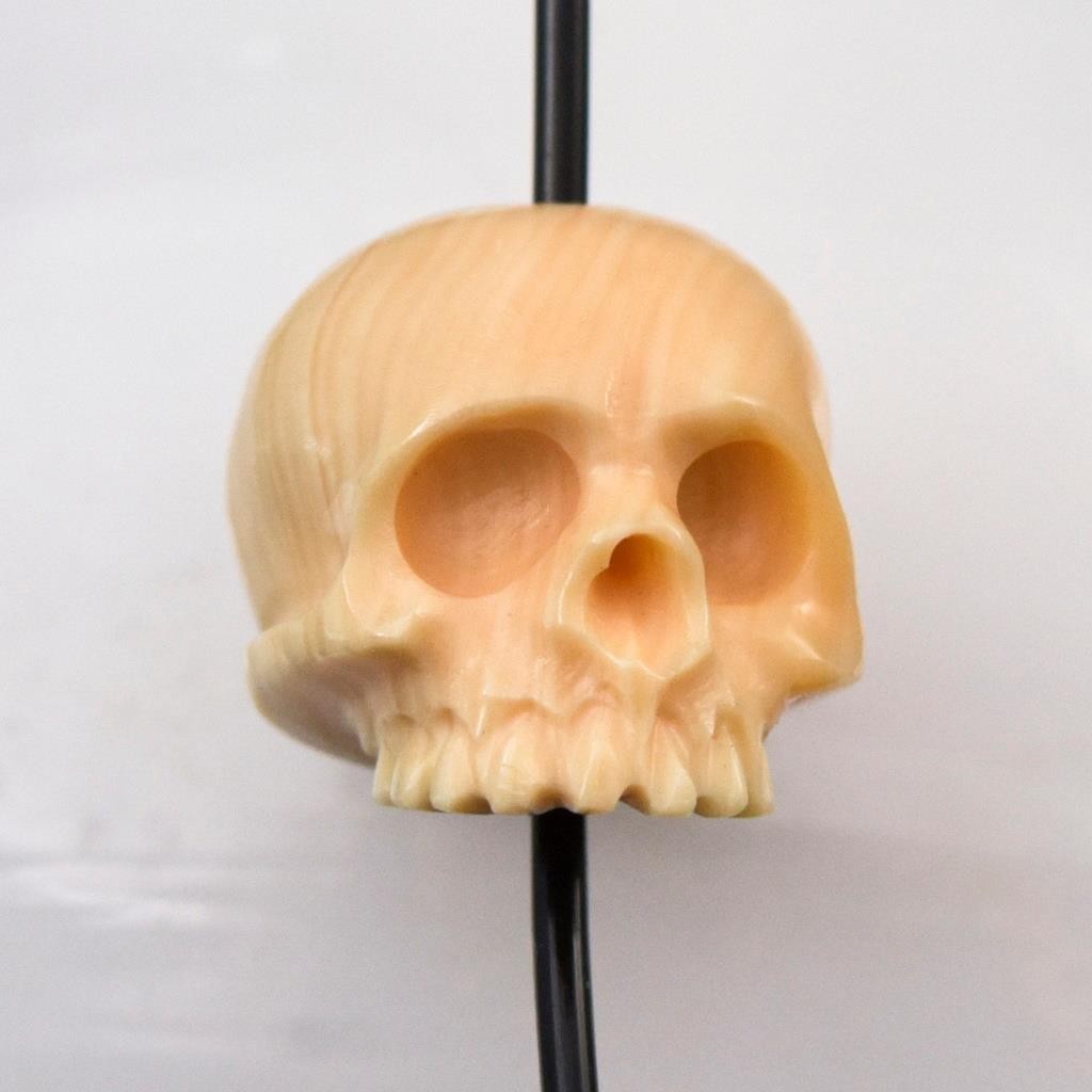 Human Skull Bead 11.65mm Apricot Shell Carving Handmade vertically drilled 2.10g