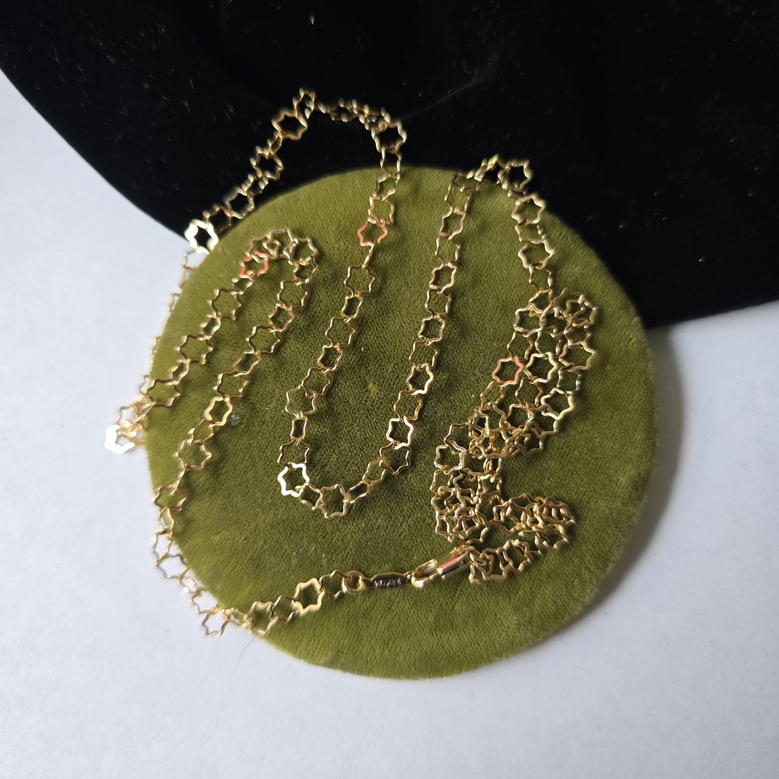 24K Gold Rolled David Stars Links Chain Necklace 22″L