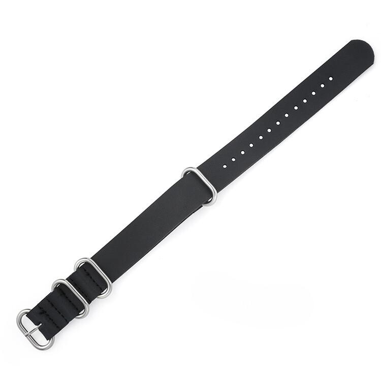Thicked Leather Watch Band Thick Round Ring Buckle One Pass Strap 18/20/22/24mm